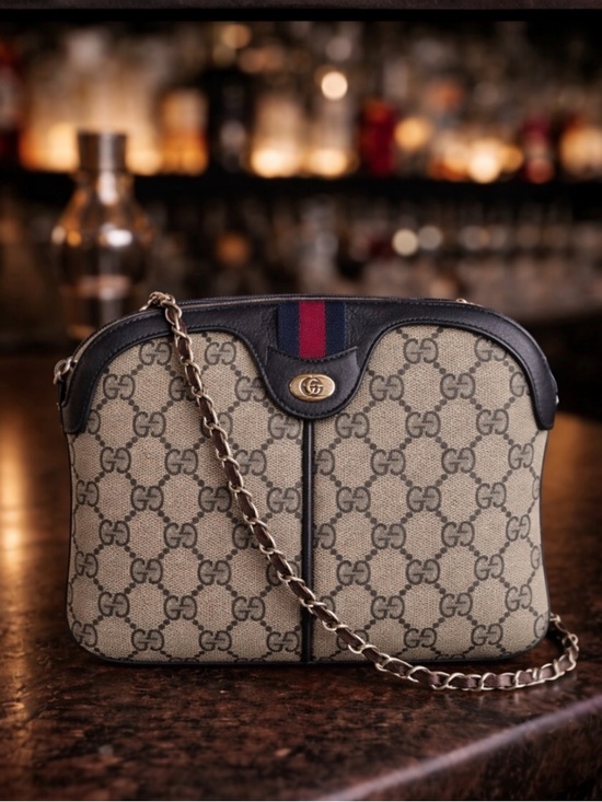 Gucci Handbags - Gucci Beige GG Supreme Crossbody Blue & Red Web Stripe 2 straps-chain & original
